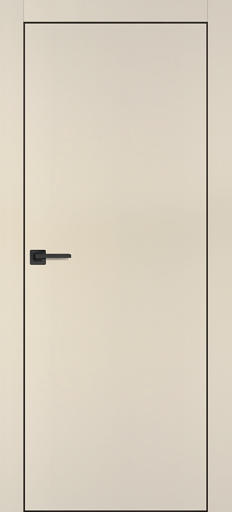 Фото Межкомнатная дверь PX-1 черная кромка с 4-х ст. Бежевый матовый