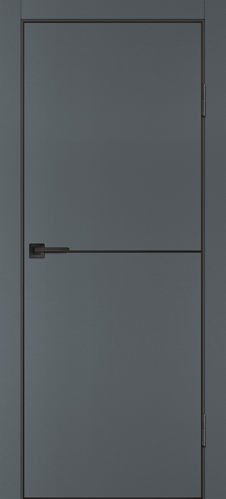 Фото Межкомнатная дверь P-19  черный молдинг PET,  кромка ABS черная c 4-х ст. Графит матовый